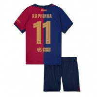 Billiga Barcelona Raphinha Belloli #11 Barnkläder Hemma fotbollskläder till baby 2024-25 Kortärmad (+ Korta byxor)